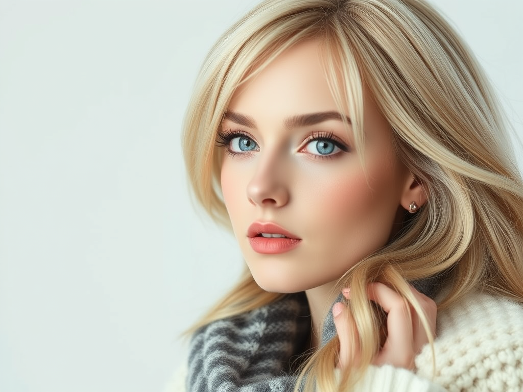 realistic woman wearing a natural human hair wig